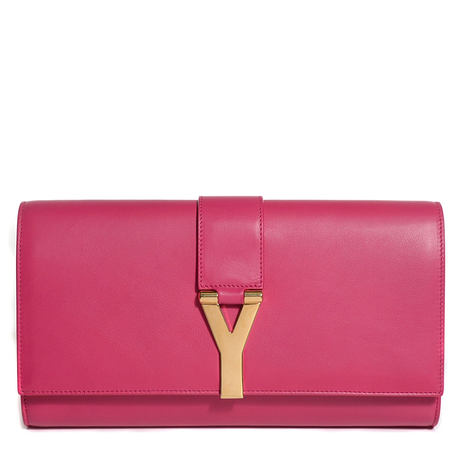 Saint Laurent Calfskin Classic Y Ligne Clutch Fuchsia 1 of 8