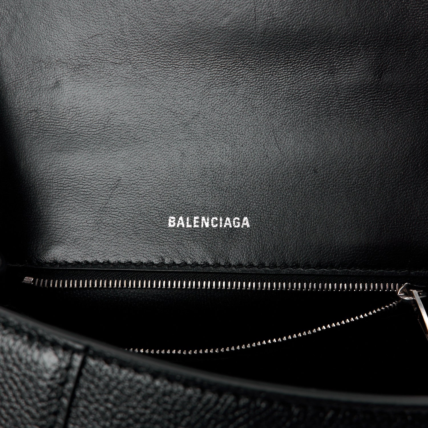 Balenciaga Grained Calfskin Small Hourglass Top Handle Bag Black 6 of 11
