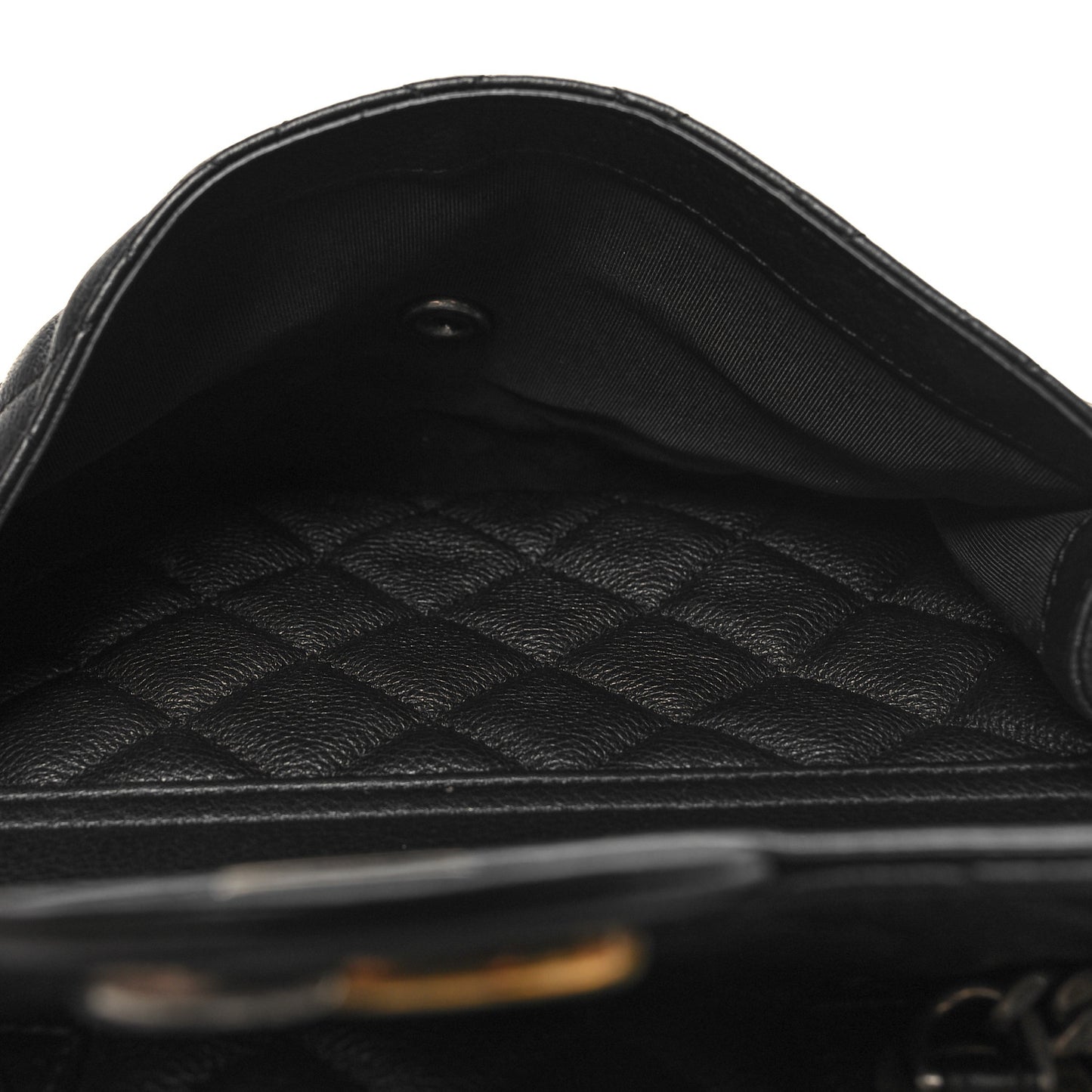 Metallic Grained Calfskin Quilted Large Casual Pocket Tote Black