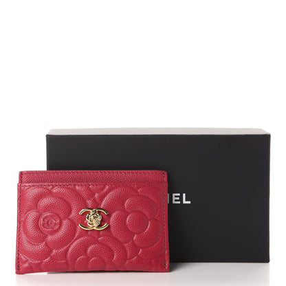 Chanel Caviar Camellia Embossed Card Holder Fuchsia 8 of 8