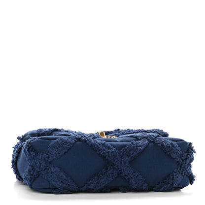 Chanel Cotton Canvas Quilted Medium Chanel 19 Flap Navy Blue 4 of 9