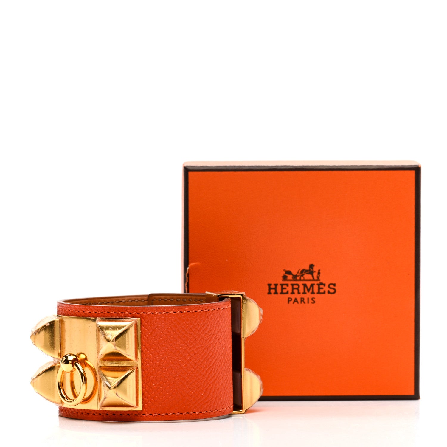 Hermes Epsom Collier De Chien CDC Bracelet S Orange 5 of 5
