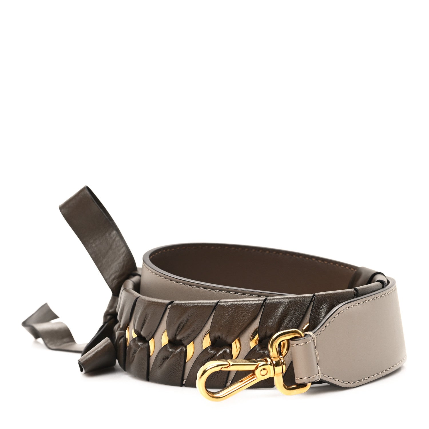 Fendi Calfskin Shiny Nappa Lace Up Bow Strap You Brown 1 of 4
