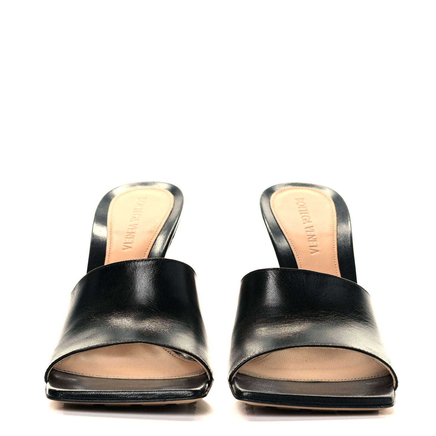 Lambskin Stretch Mule Sandals 38.5 Black
