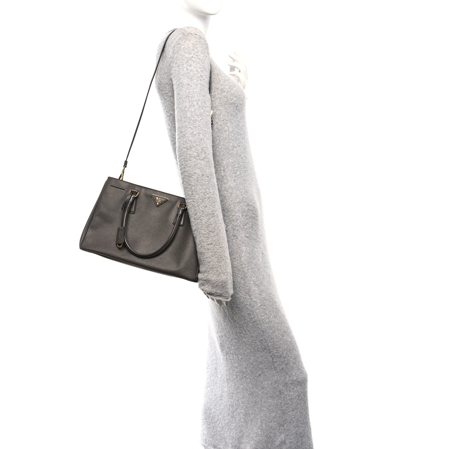 Prada Saffiano Lux Medium Tote Grafite 2 of 10
