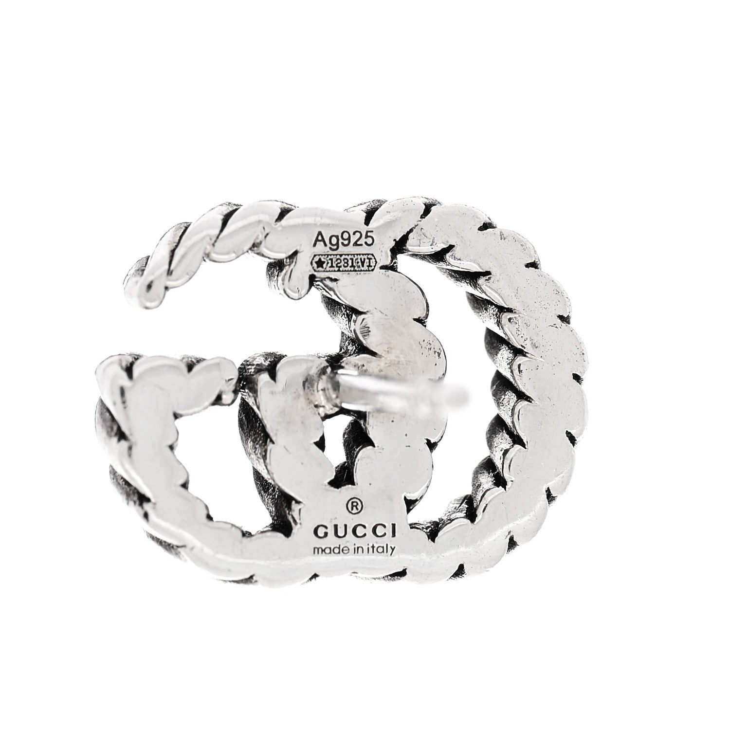 Gucci Sterling Silver Torchon Double G Earrings 4 of 5