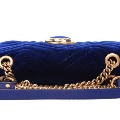 Gucci Velvet Matelasse Small GG Marmont Shoulder Bag Cobalt Blue 13 of 13
