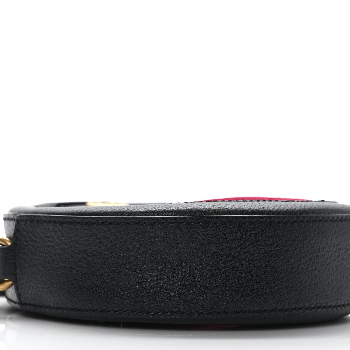 Velvet GG Monogram Textured Calfskin Round Shoulder Bag Red Cipria Black