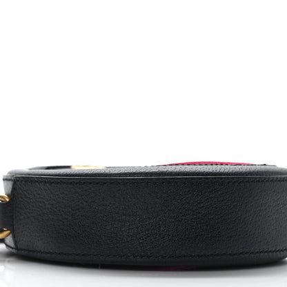 Gucci Velvet GG Monogram Textured Calfskin Round Shoulder Bag Red Cipria Black 8 of 9