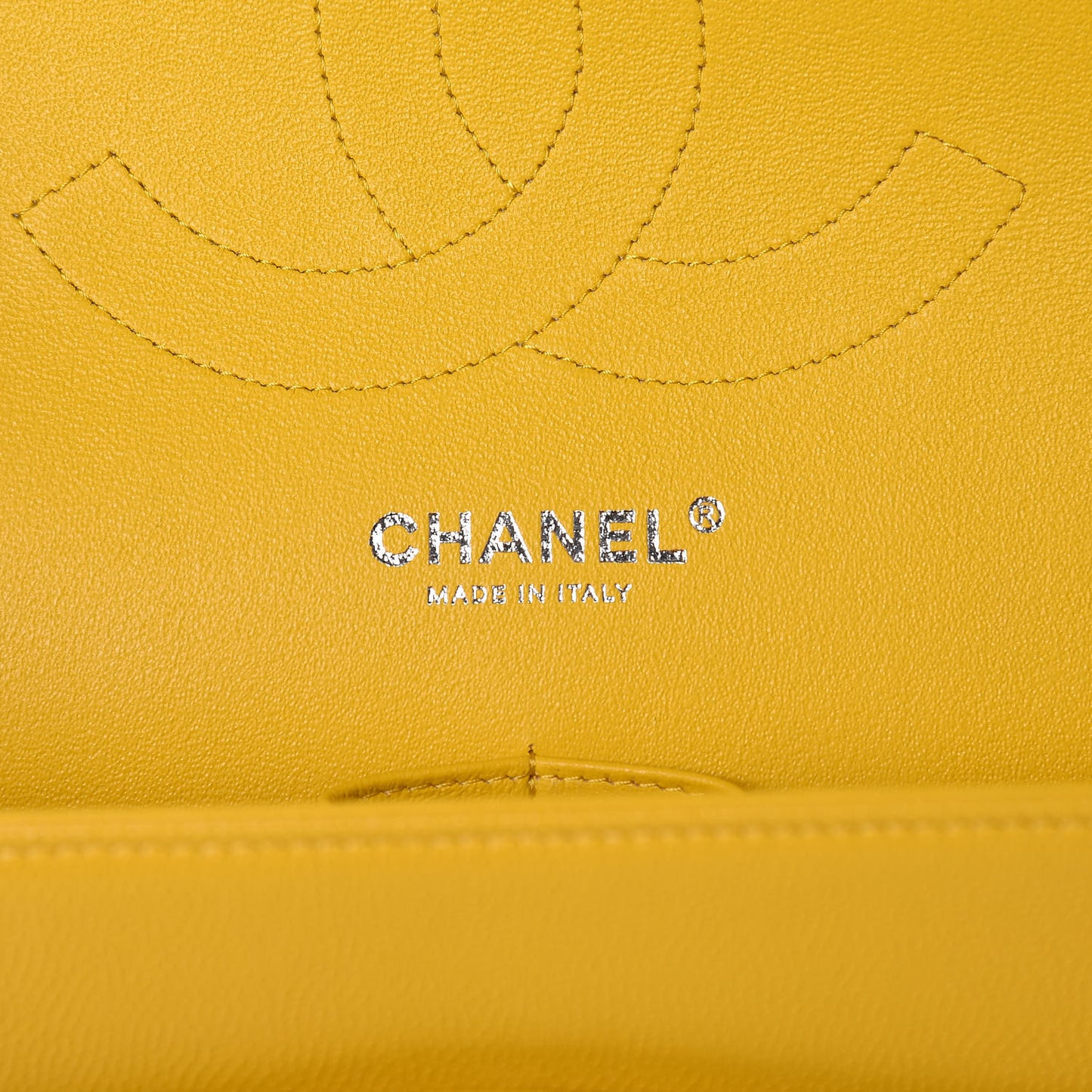 Caviar Chevron Quilted Jumbo Double Flap Yellow