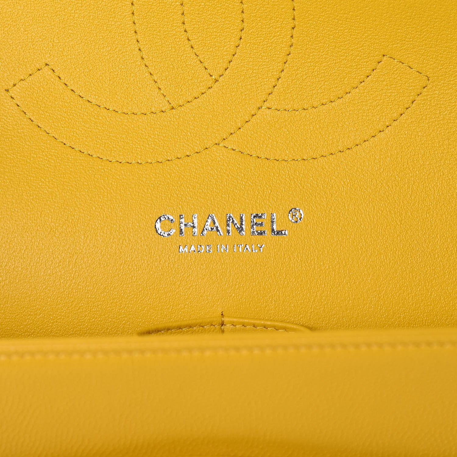 Chanel Caviar Chevron Quilted Jumbo Double Flap Yellow 7 of 11