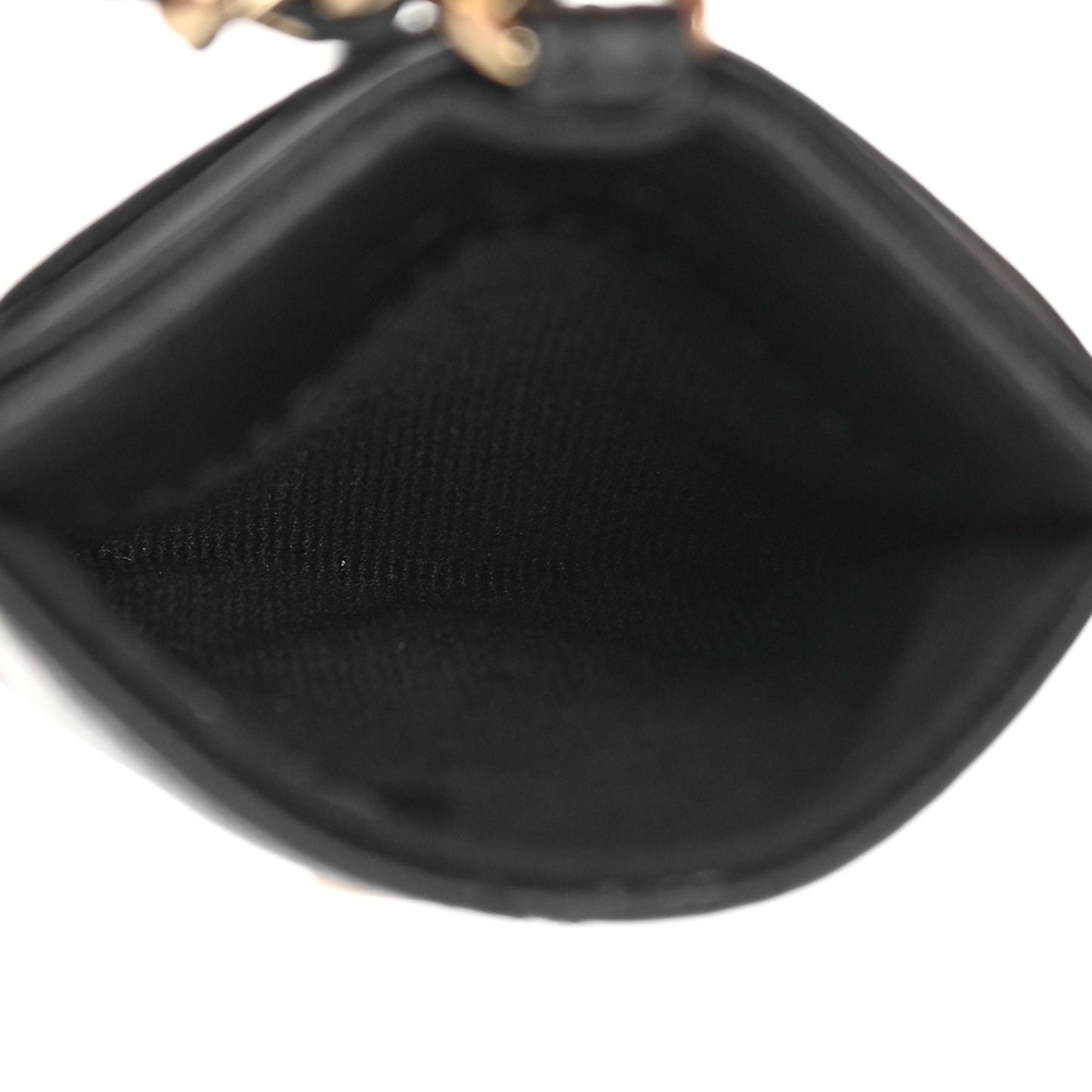 Caviar Quilted Tiny CC Card Holder On Chain Black