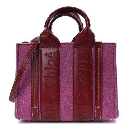 Chloe Recycled Felt Calfskin Small Woody Ribbon Tote Striking Purple 1 of 9