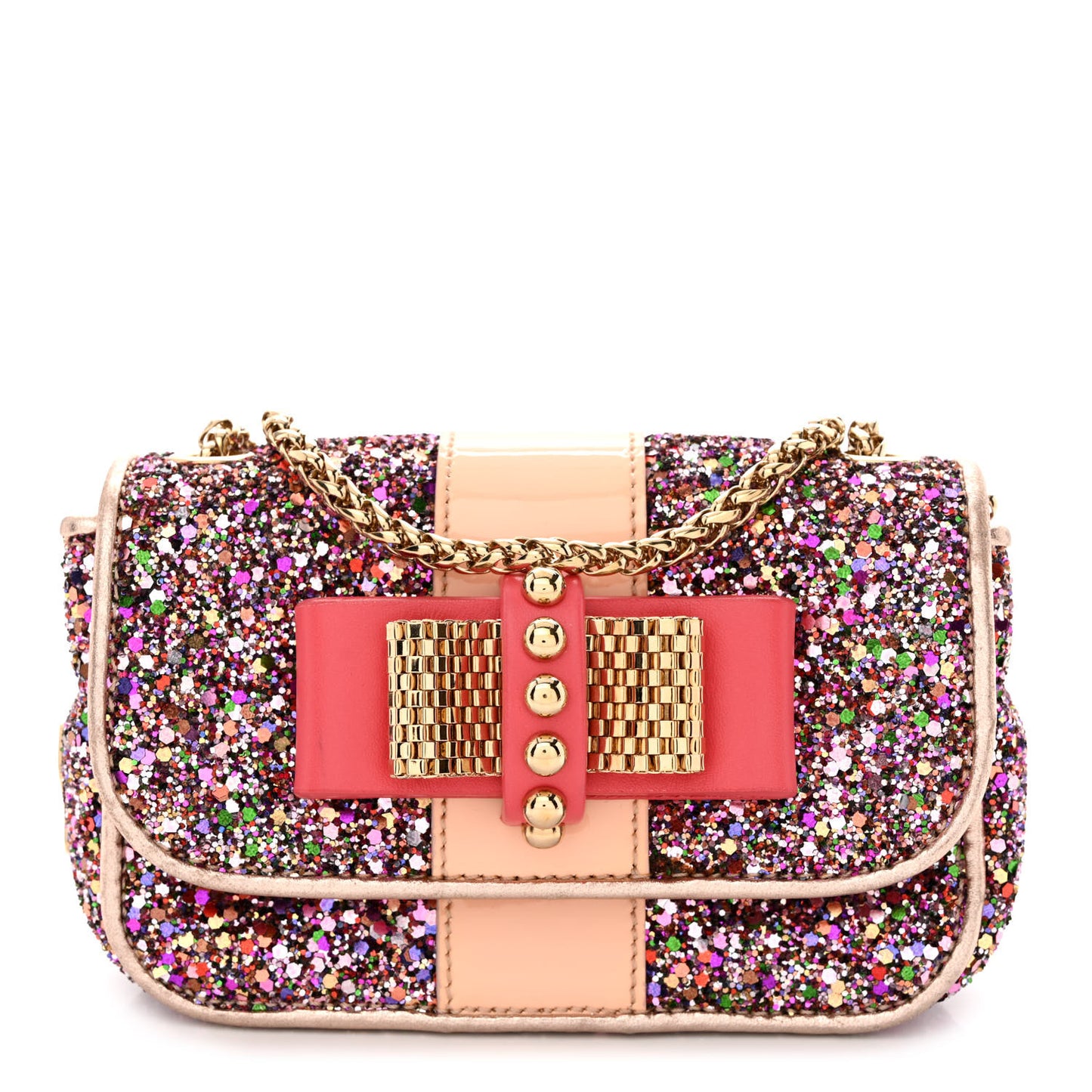 Glitter Calfskin Sweety Charity Crossbody Multicolor Pink