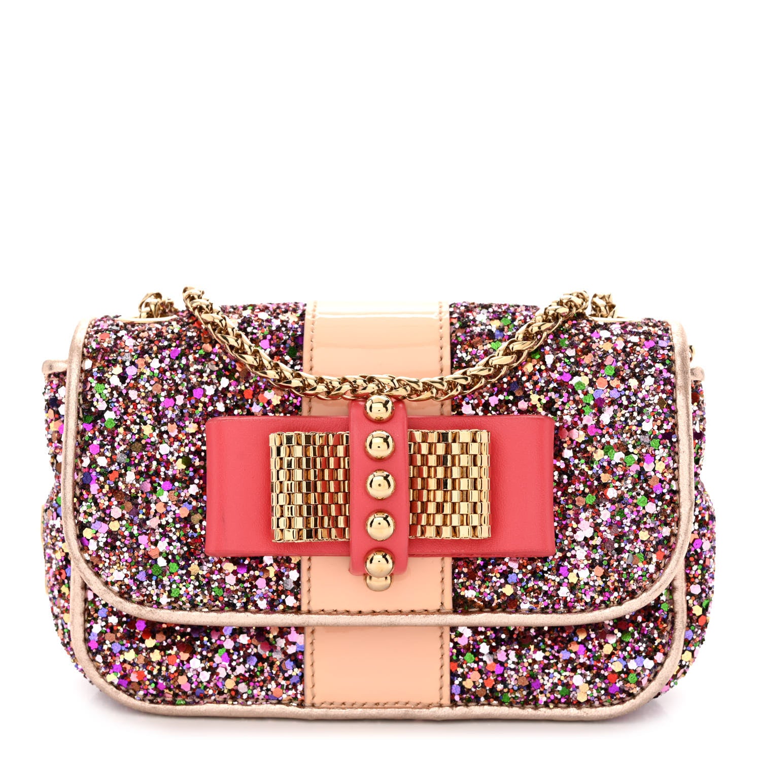 Christian Louboutin Glitter Calfskin Sweety Charity Crossbody Multicolor Pink 1 of 11