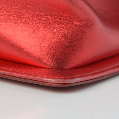 Chanel Metallic Patent Quilted Medium Boy Flap Red 15 of 16