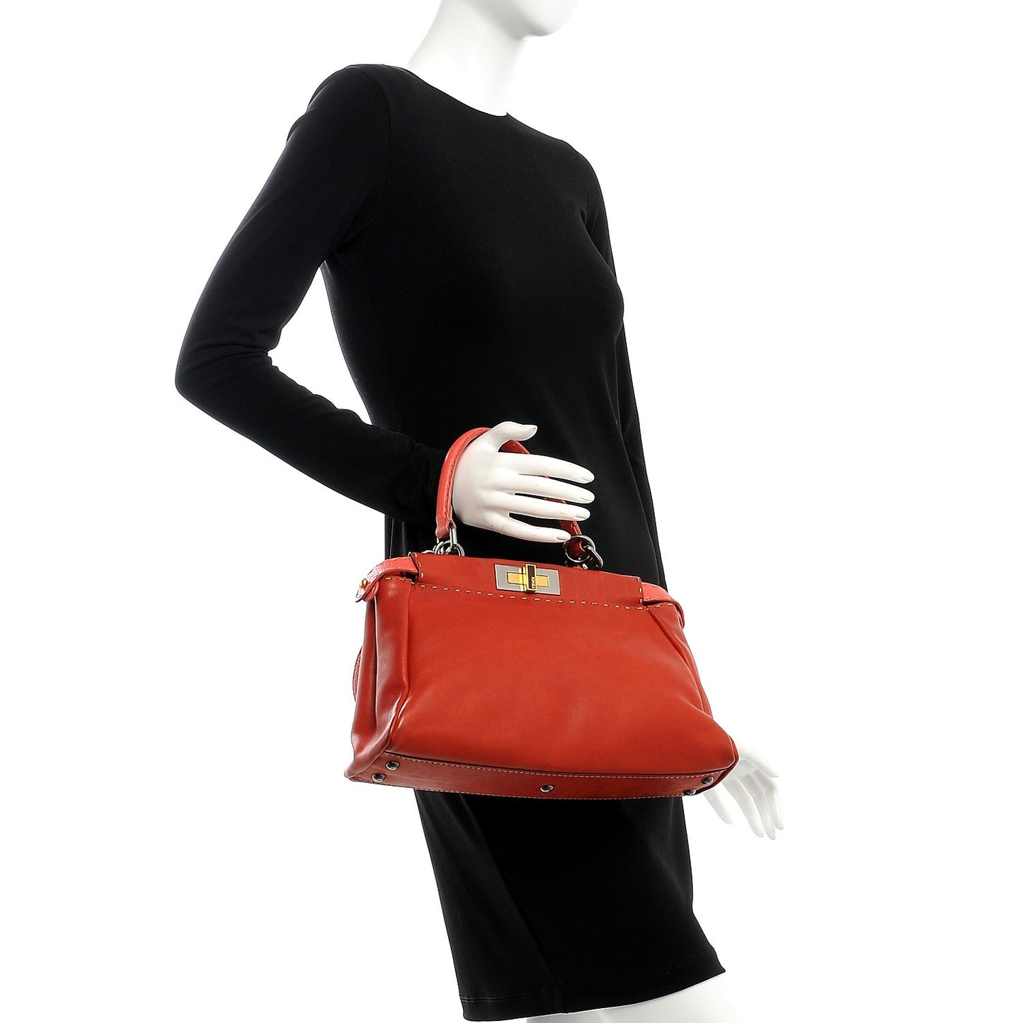 Vitello Saddle Cuoio Romano Selleria Medium Peekaboo Iconic Satchel Sienna Melon Moro