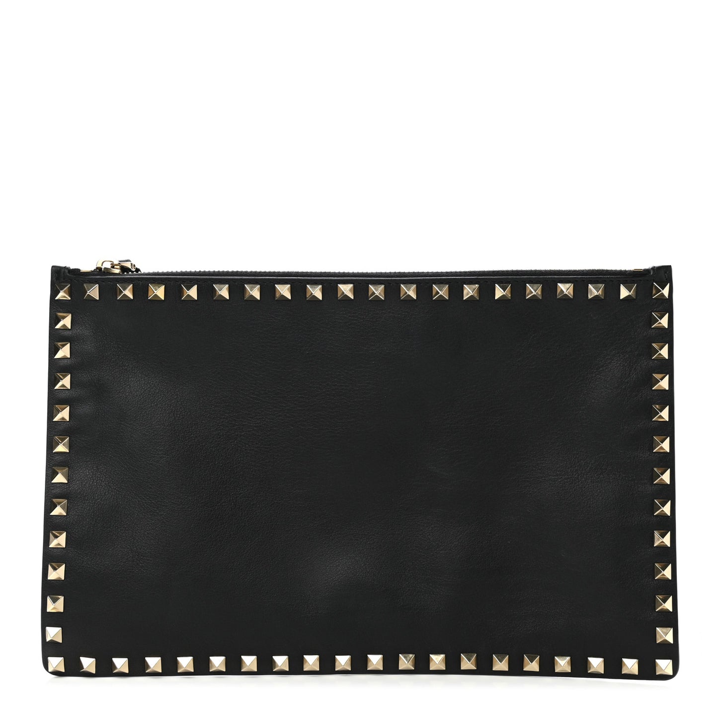 Vitello Large Rockstud Zip Pouch Black