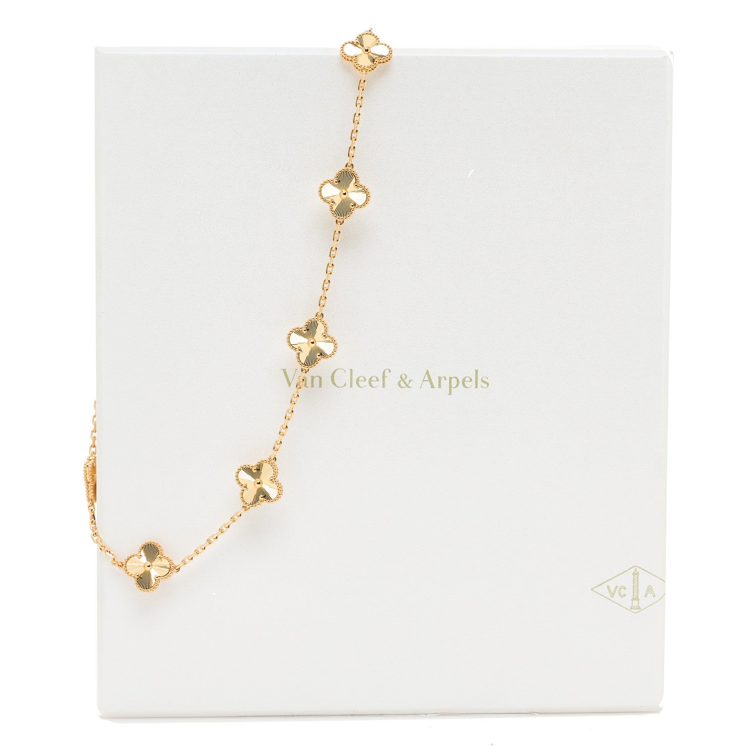 Van Cleef & Arpels 18K Yellow Gold 10 Motifs Guilloche Vintage Alhambra Necklace 6 of 6