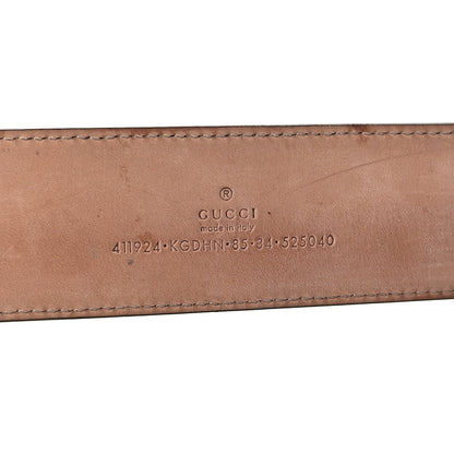 Gucci GG Supreme Monogram Selleria Calfskin Interlocking G 40mm Belt 85/34 Beige Ebony Cocoa 5 of 6