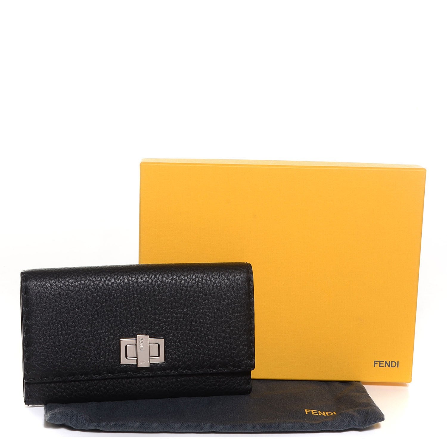 Fendi Cuoio Romano Selleria Peekaboo Continental Wallet Black 6 of 10