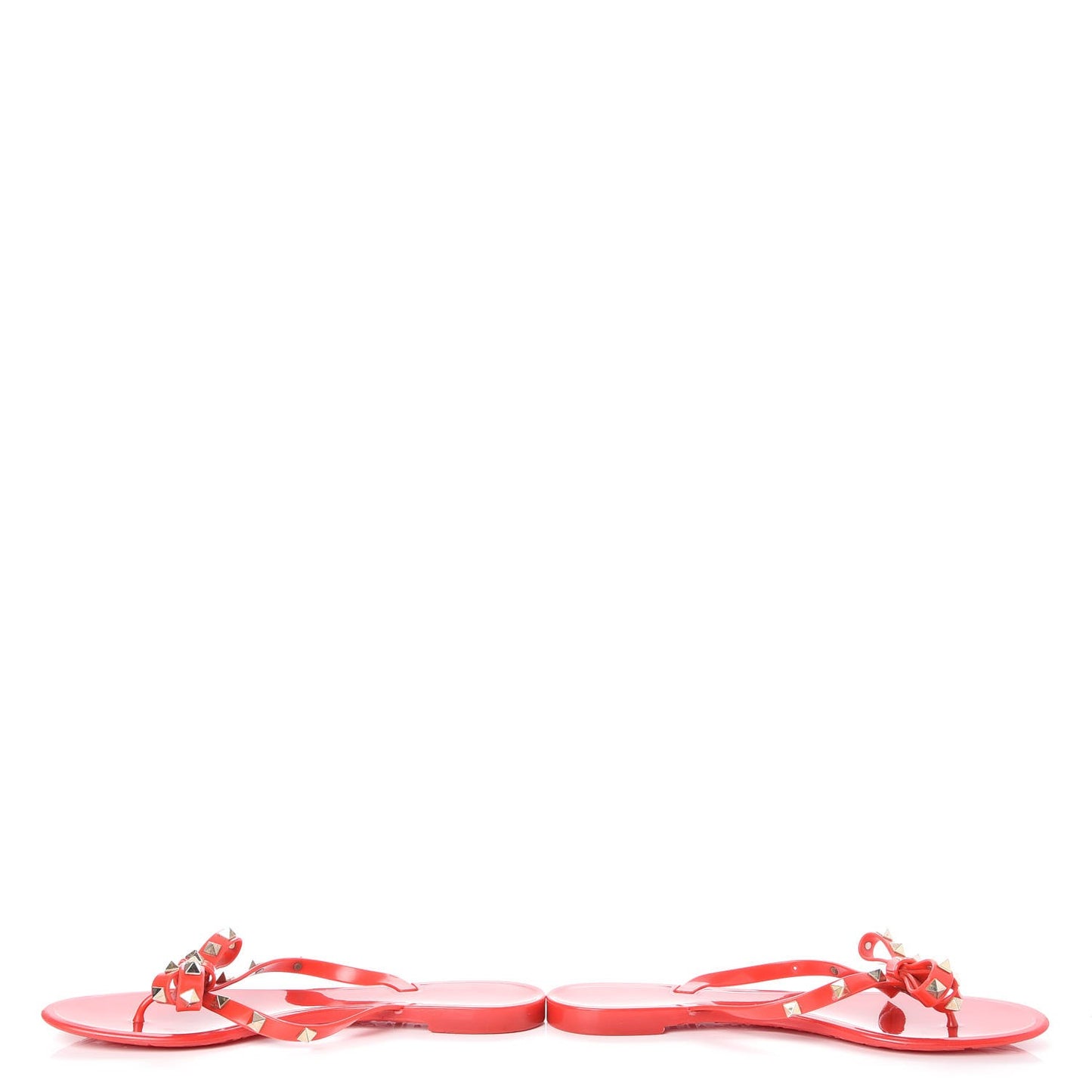 PVC Jelly Rockstud Bow Thong Sandals 41 Rosso Valentino