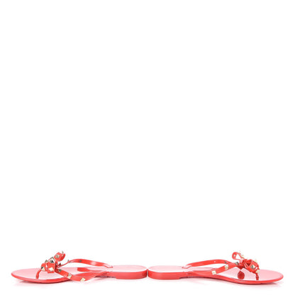 Valentino Garavani PVC Jelly Rockstud Bow Thong Sandals 41 Rosso Valentino 6 of 10
