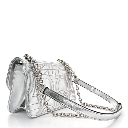 Salvatore Ferragamo Calfskin Quilted Gancini Flap Bag Silver 3 of 10