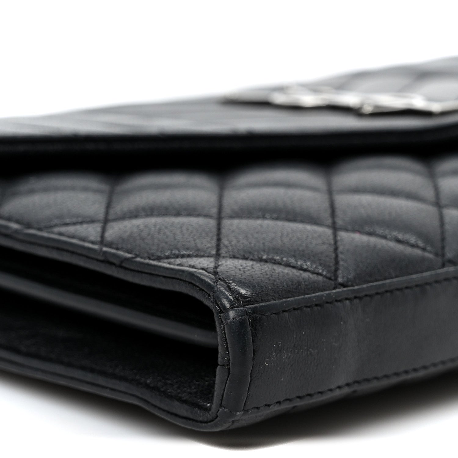 Saint Laurent Sheepskin Tri-Quilt Monogram Envelope Chain Wallet Black 8 of 9
