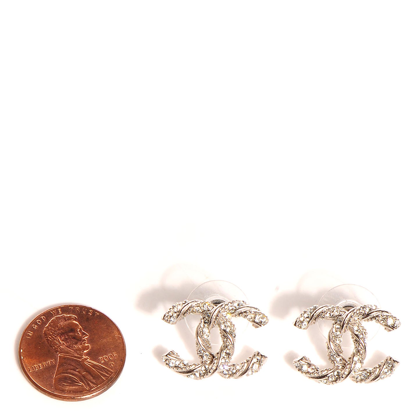 Crystal Twisted CC Earrings Gold