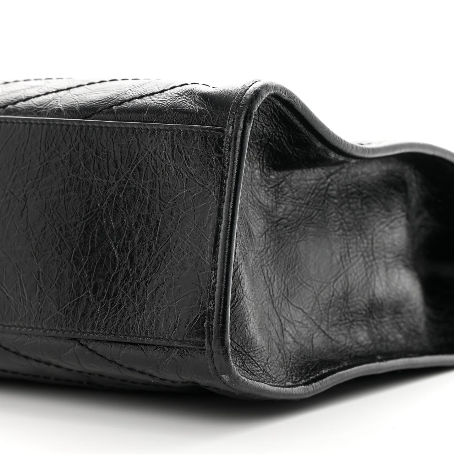Crinkled Calfskin Matelasse Monogram Large Niki Shopper Tote Black