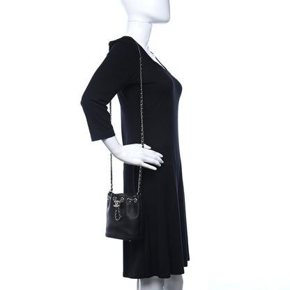 Chanel Calfskin Stitched Chain Bucket Bag Black 3 of 9