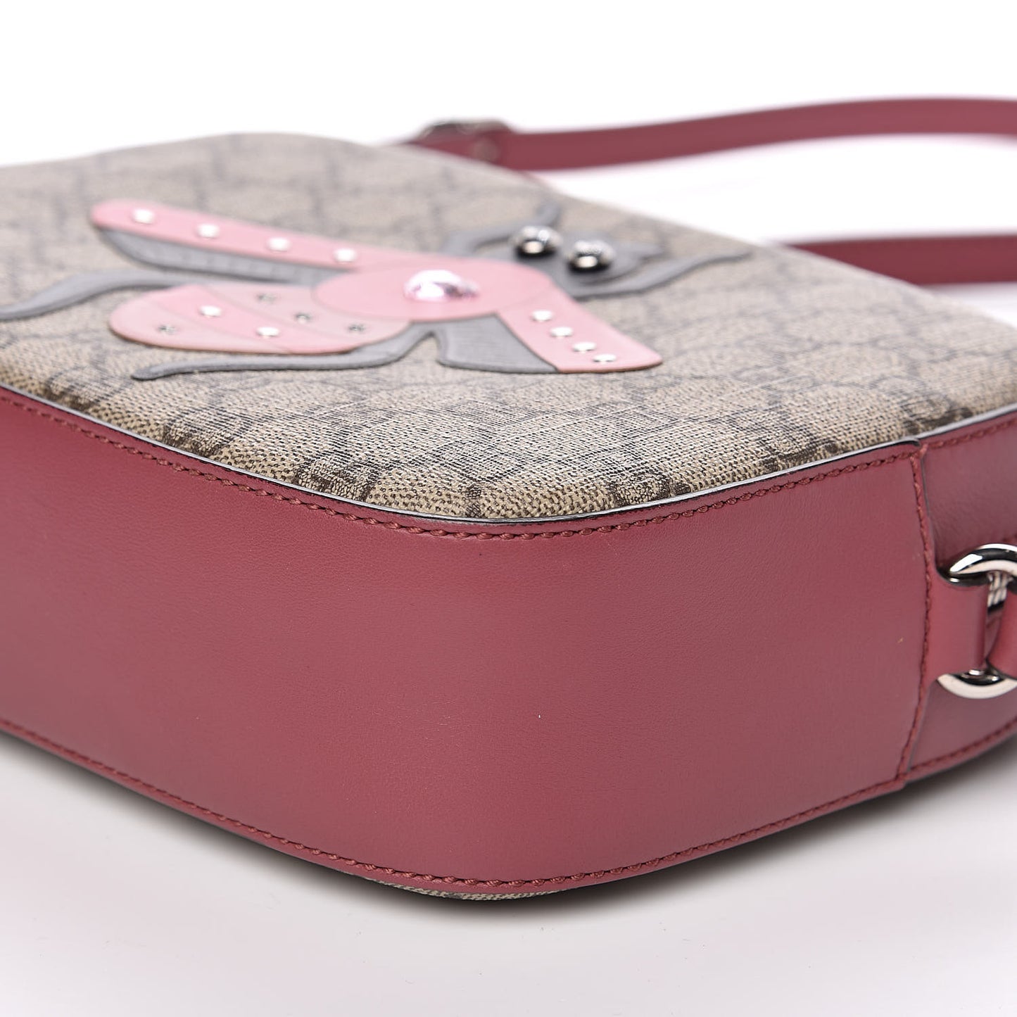 GG Supreme Monogram Calfskin Be0e Embellished Small Shoulder Bag Beige New Rosette