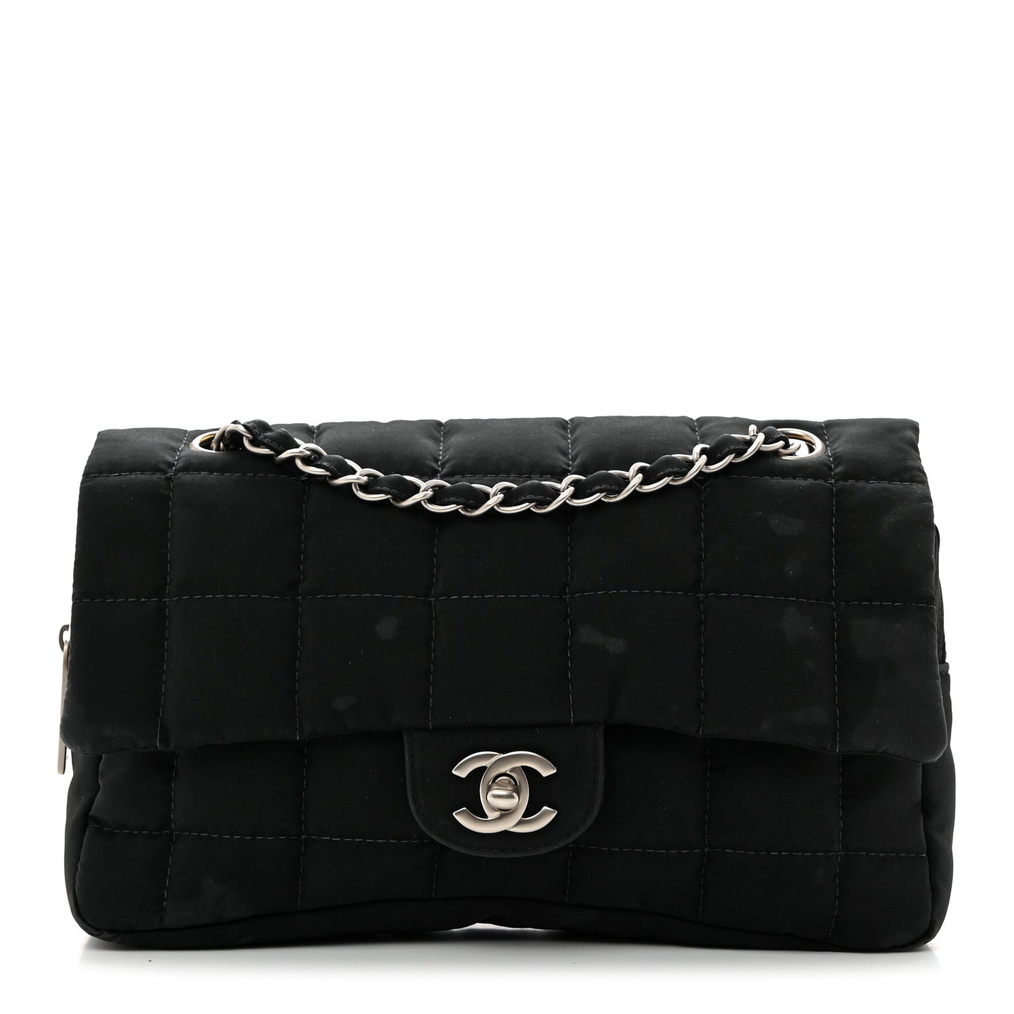 Nylon Square Quilted Flap Black