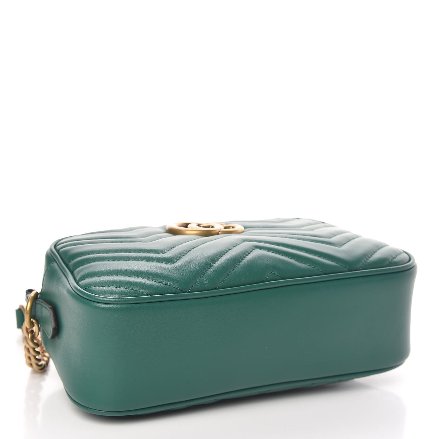 Calfskin Matelasse Small GG Marmont Chain Shoulder Bag Emerald Green