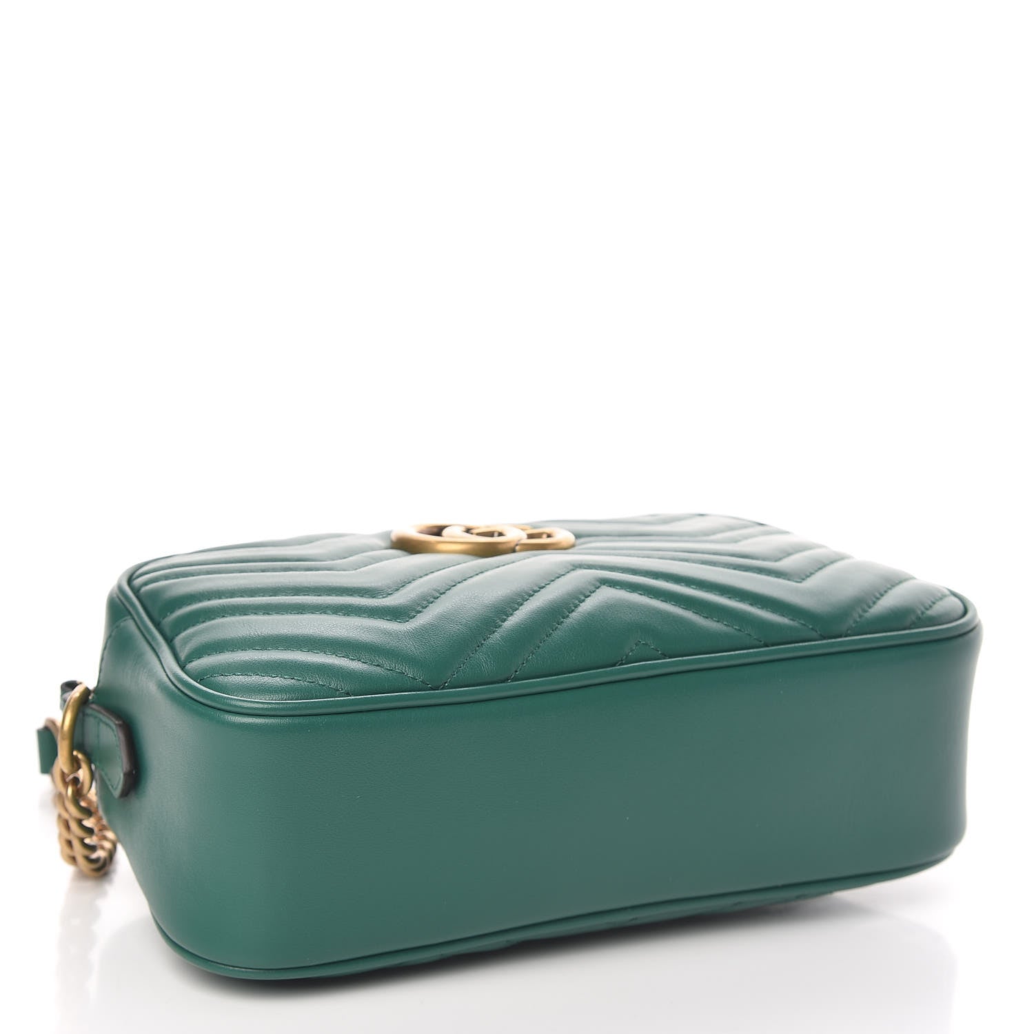 Gucci Calfskin Matelasse Small GG Marmont Chain Shoulder Bag Emerald Green 4 of 10