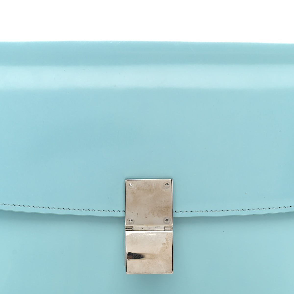 Celine Spazzolato Calfskin Medium Classic Box Flap Bag Porcelain 8 of 12