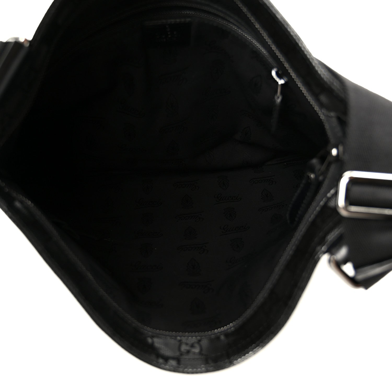 Gucci Imprime Monogram Medium Flat Messenger Bag Black 5 of 12