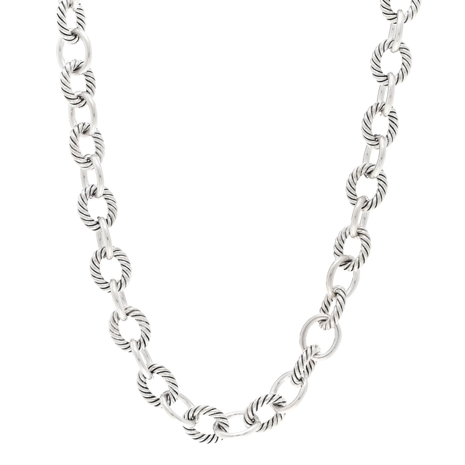 David Yurman Sterling Silver 10mm Medium Oval Link Necklace 1 of 4