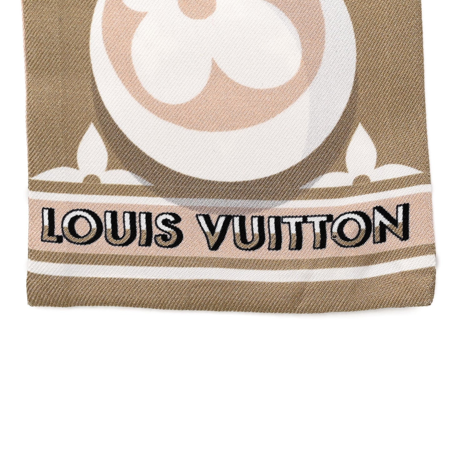 Silk Monogram Marbles Classic Bandeau Kaki Beige White