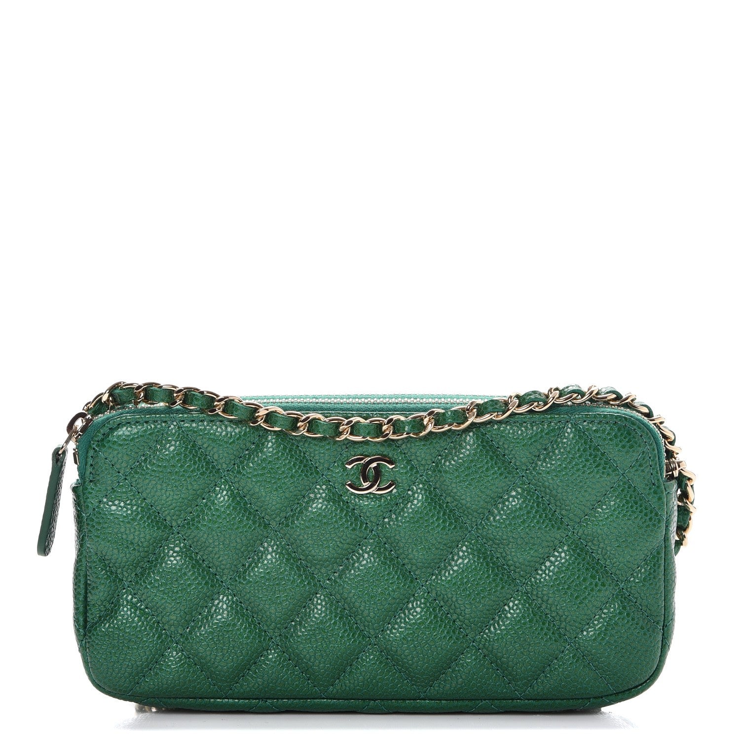 Chanel Caviar Quilted Small Clutch With Chain Green 1 of 10