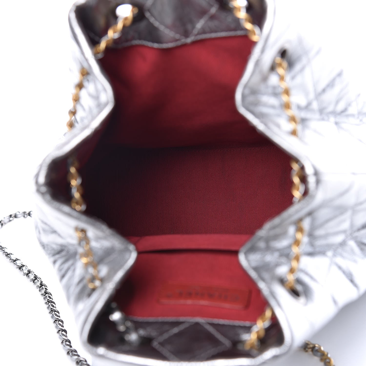 Chanel Metallic Crumpled Calfskin Quilted Gabrielle Backpack Silver 5 of 17