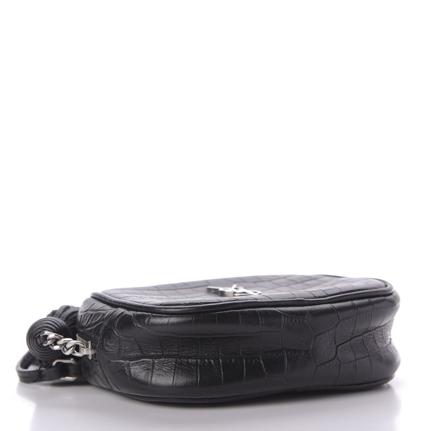 Calfskin Crocodile Embossed Monogram Blogger Bag Black