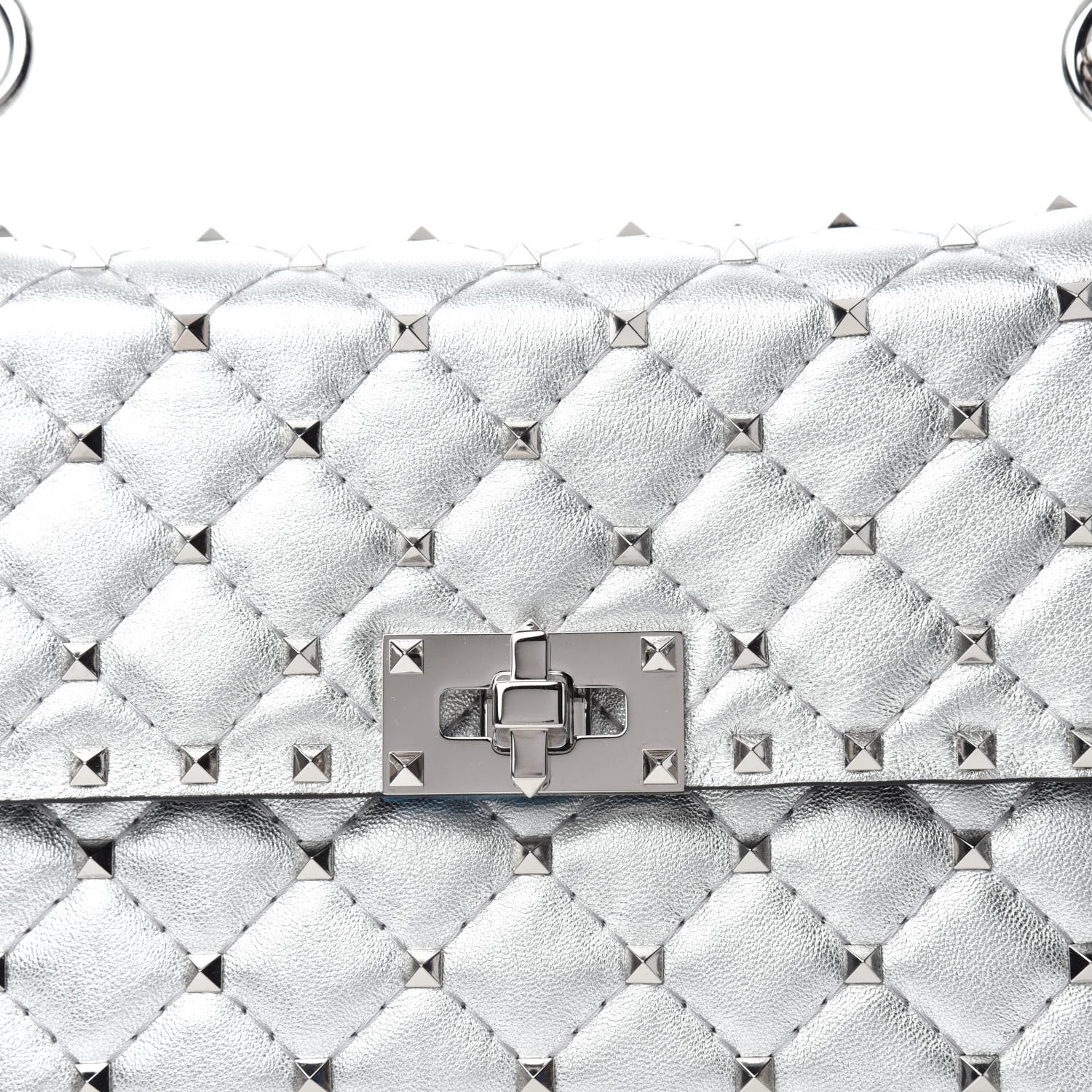 Valentino Garavani Metallic Nappa Medium Rockstud Spike Shoulder Bag Silver 11 of 11