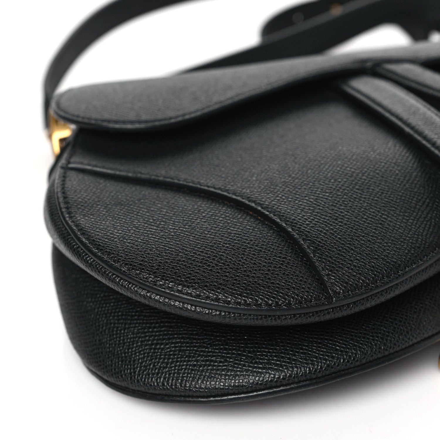 Christian Dior Grained Calfskin Saddle Bag With Strap Black 9 of 10