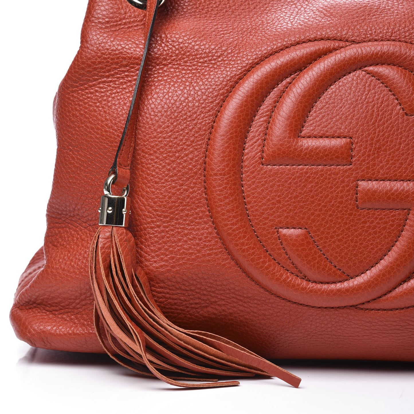 Pebbled Calfskin Medium Soho Chain Shoulder Bag Sun Orange