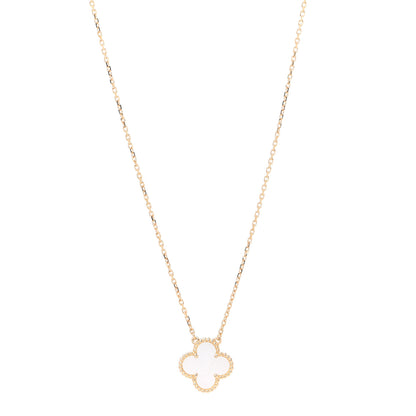 Van Cleef & Arpels 18K Yellow Gold Mother of Pearl Vintage Alhambra Pendant Necklace 1 of 7