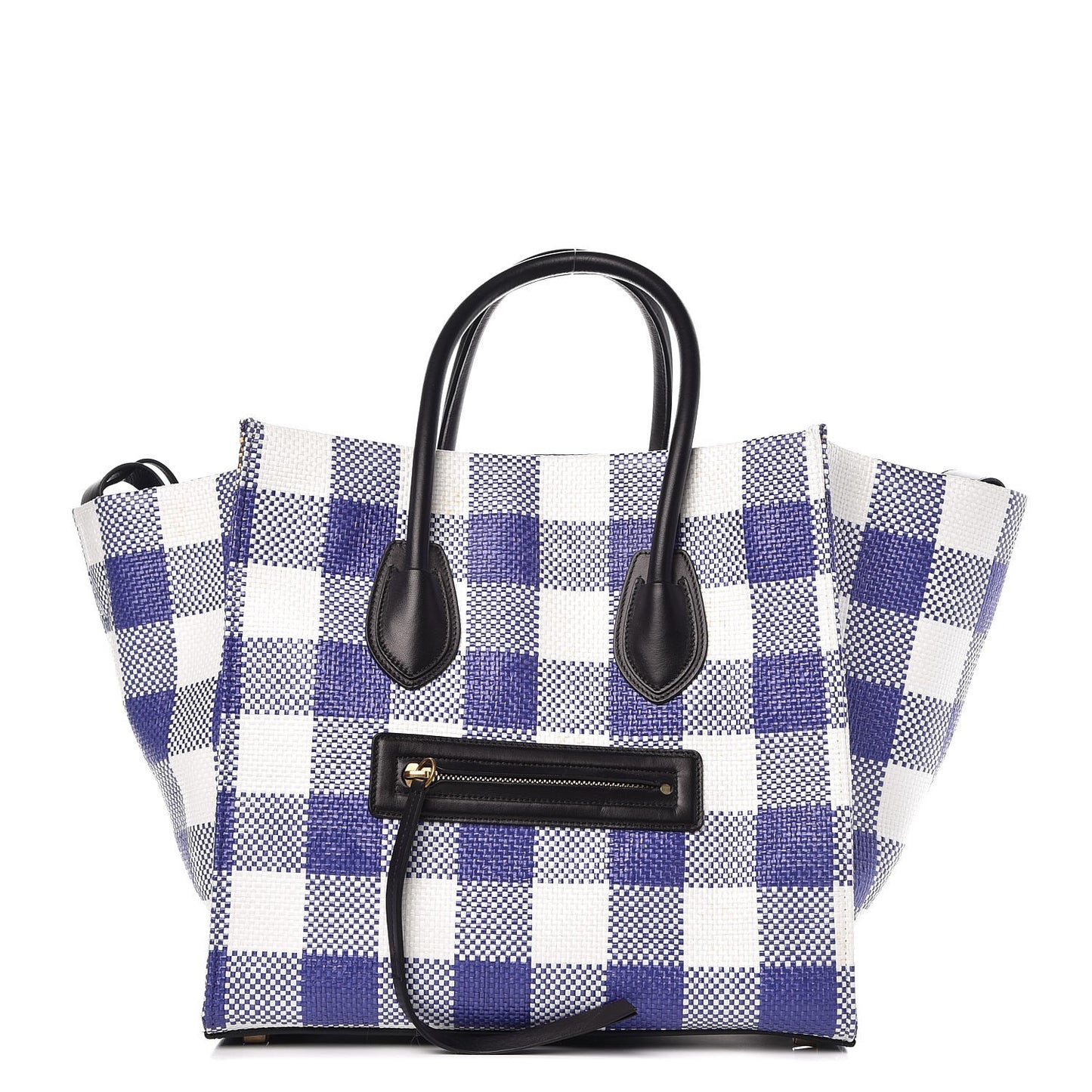 Gingham Woven Medium Phantom Luggage Cobalt