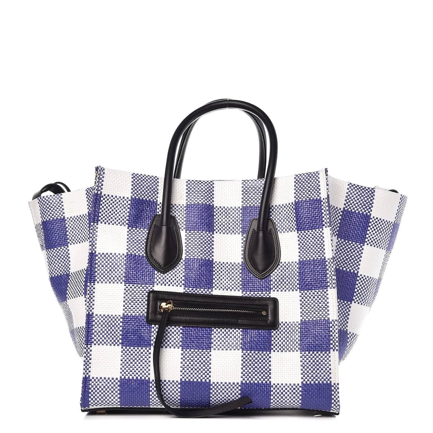 Celine Gingham Woven Medium Phantom Luggage Cobalt 1 of 13