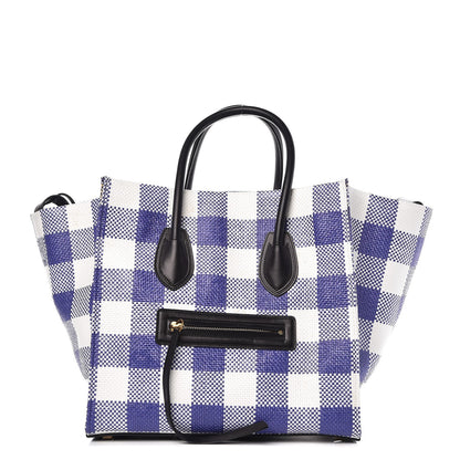 Celine Gingham Woven Medium Phantom Luggage Cobalt 1 of 13